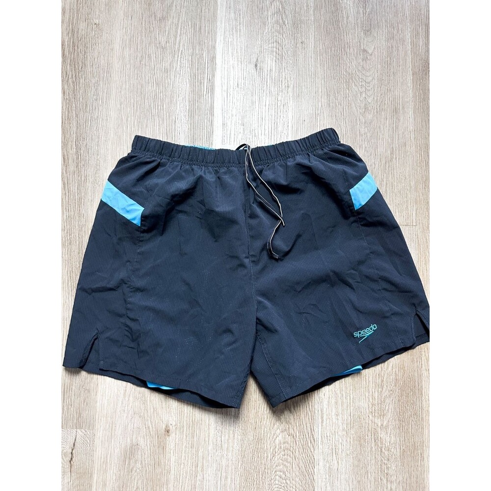 Speedo FIT Mens Lined Swim Trunks Medium Black Blue
